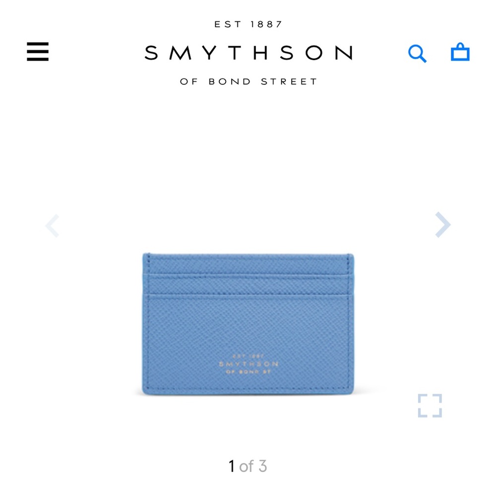 Smythson Flat Card Holder in Panama (blue), used in very good condition